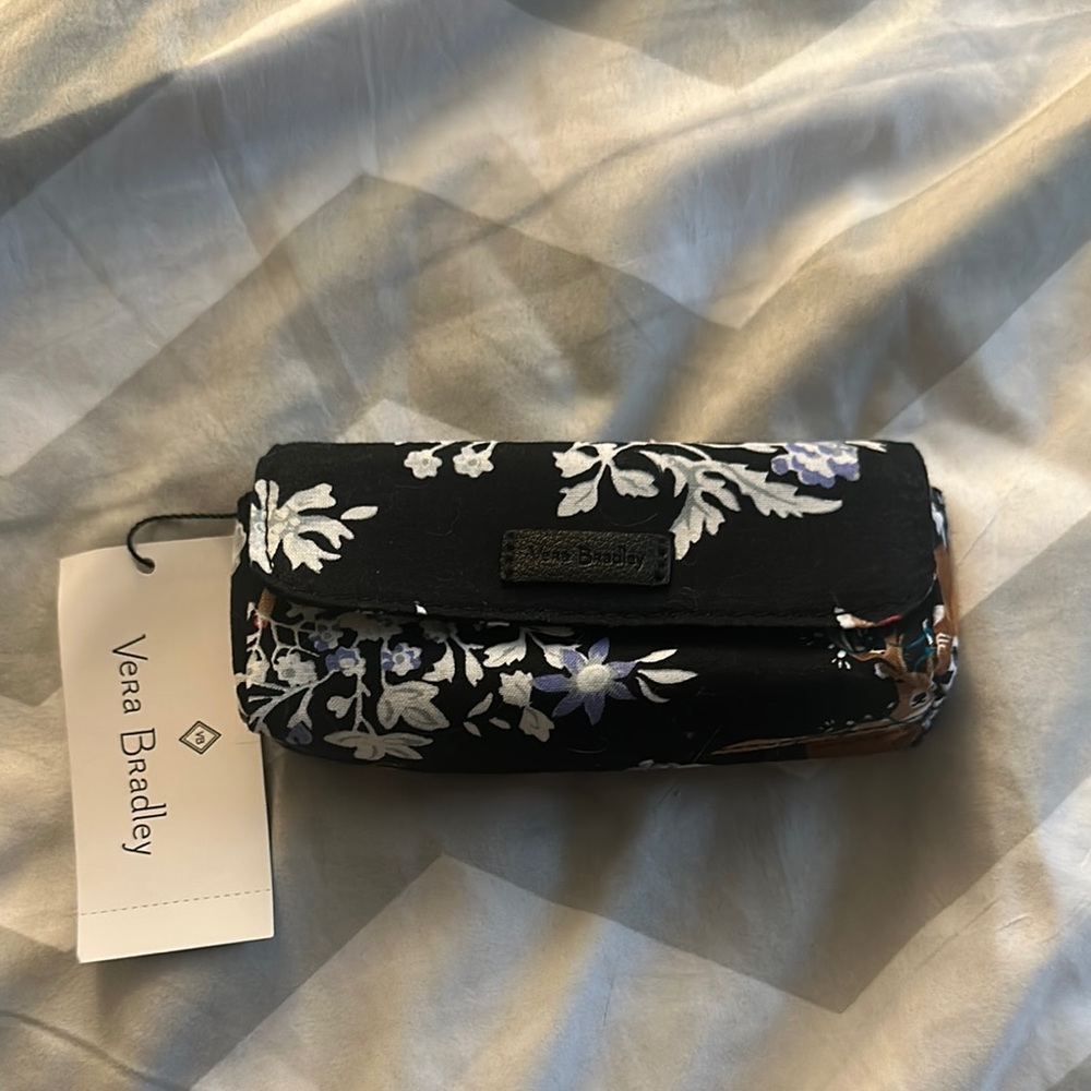 NWT Vera Bradley Black Floral Women's Lipstick Bag